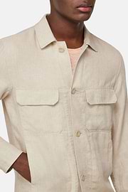 Bond Linen Shirt Jacket, Beige, hi-res