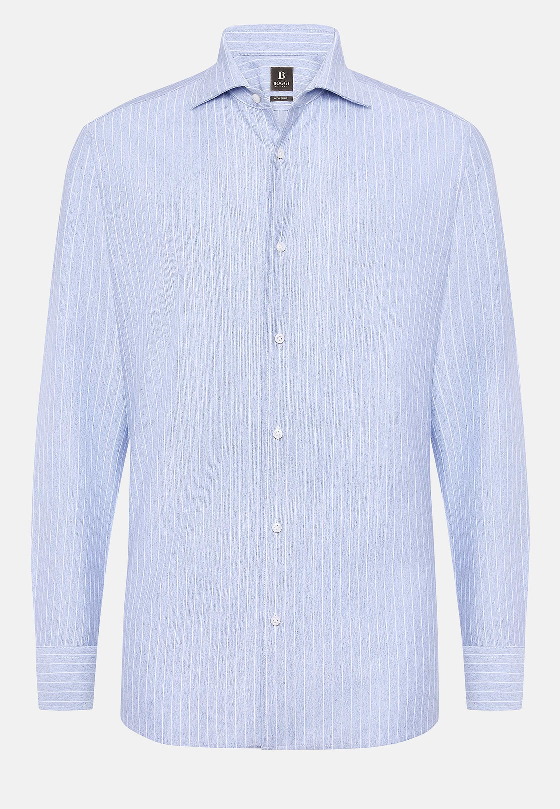 Polo Camicia In Jersey Di Cotone Regular Fit, Azzurro, hi-res