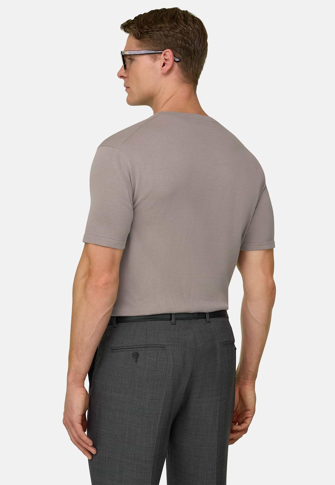 T-Shirt Cotton Crepe, Taupe, hi-res, 3