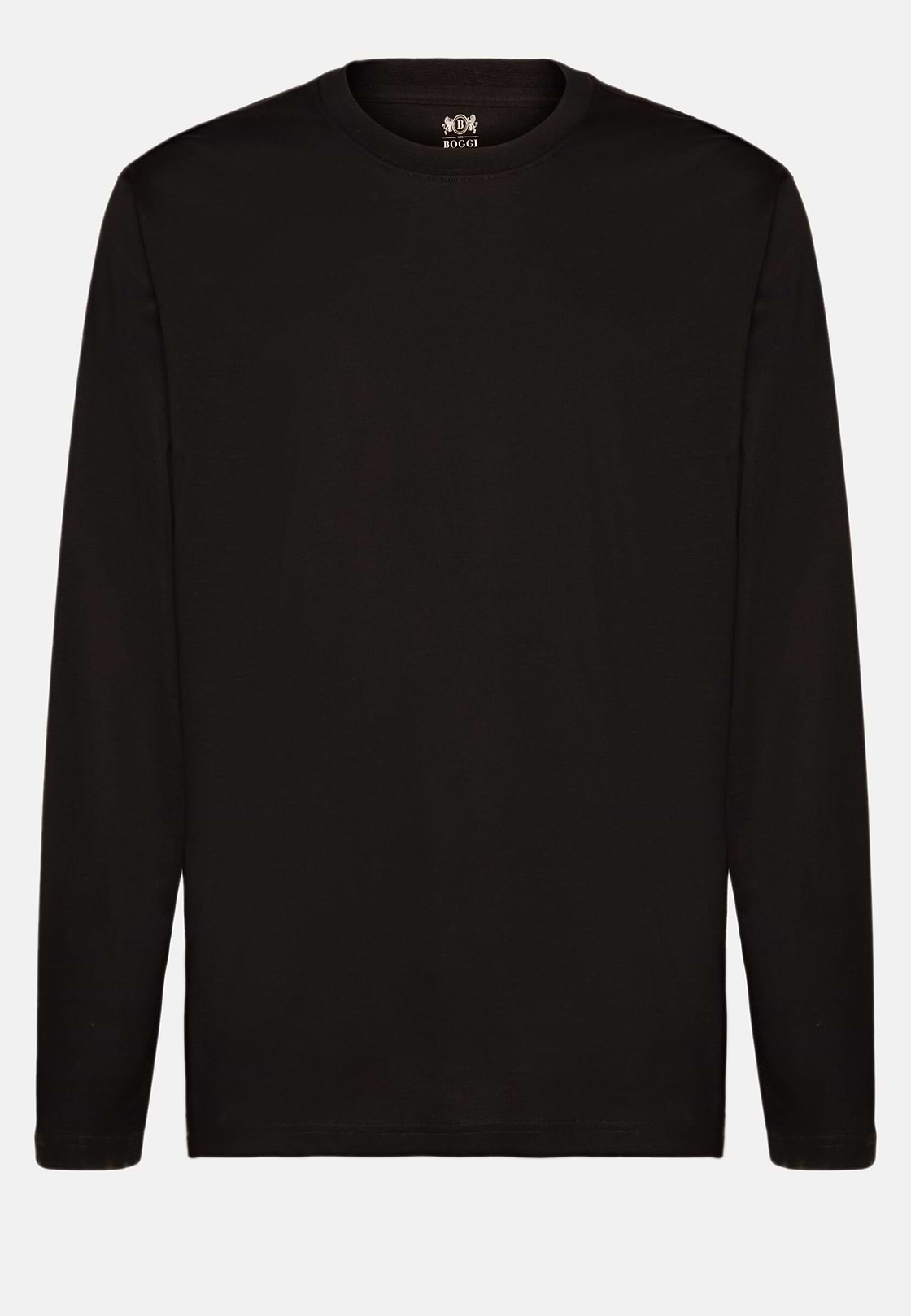 Long-sleeved Pima Cotton Jersey T-shirt, Black, hi-res