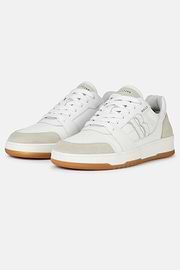 White Leather Trainers With Large Logo, White, hi-res