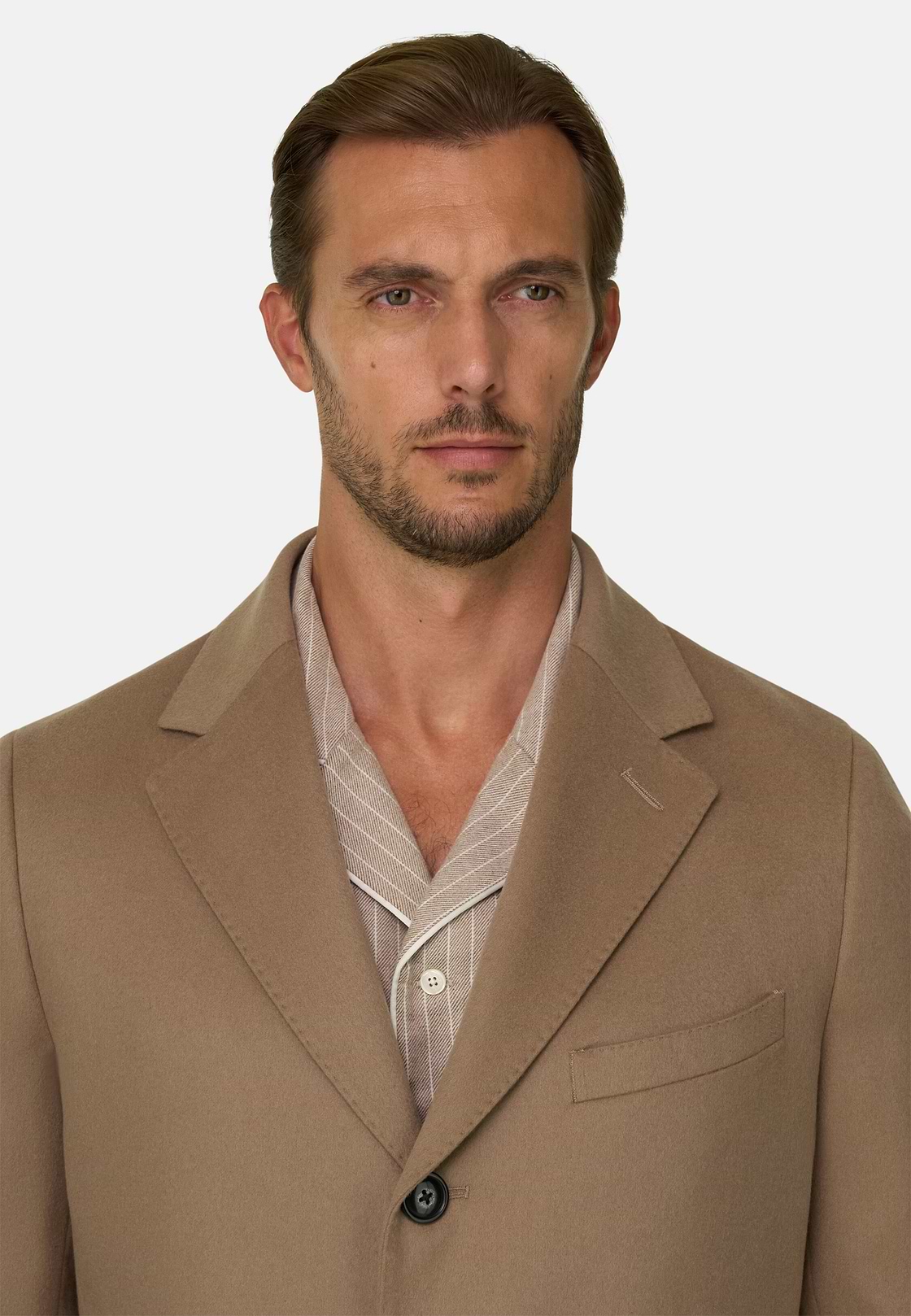 Coat in Pure Cashmere Single-Breasted, CAML, hi-res, 3