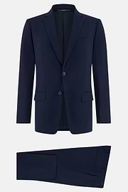 Garnitur w prążki z elastycznej wełny, Navy blue, thumb, 6