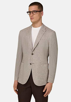 B Jersey Micro Textured Jacket in a Linen and Cotton Blend