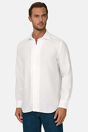 Normál szabású fehér vászoning, White, thumb, 1