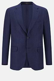 Giacca In Puro Lino, Navy, hi-res