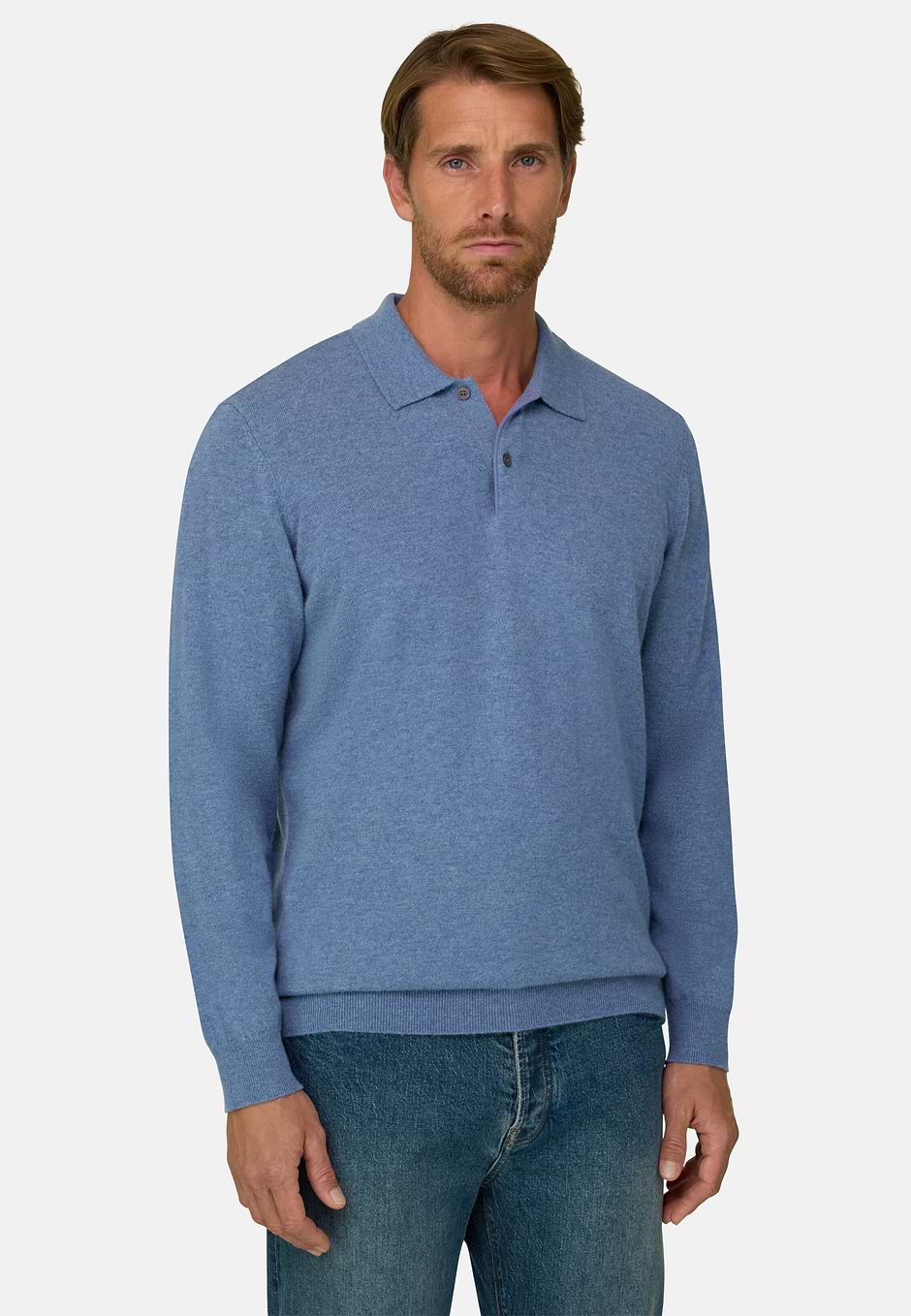 Polo de Punto en Lana Cashmere, Azul claro, hi-res