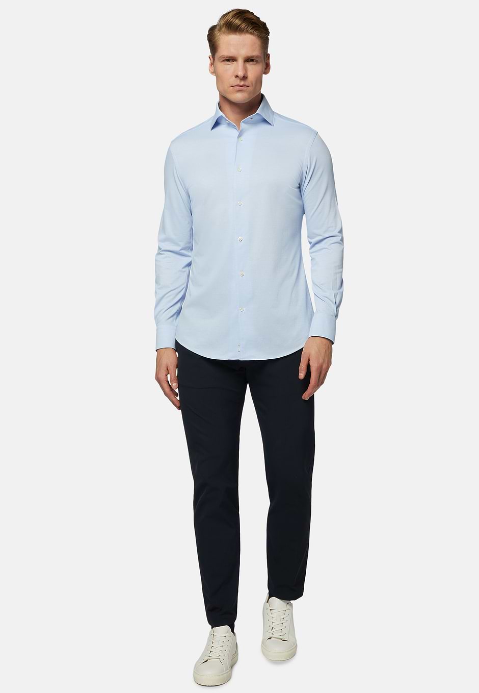 Camicia Nera In Nylon Elasticizzato Slim Fit Uomo Boggi Milano