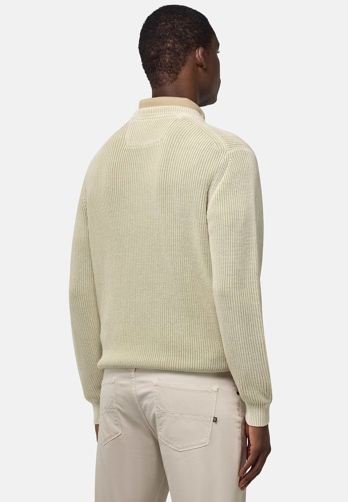 100% Organic Cotton Crew Neck Jumper, Sand, hi-res