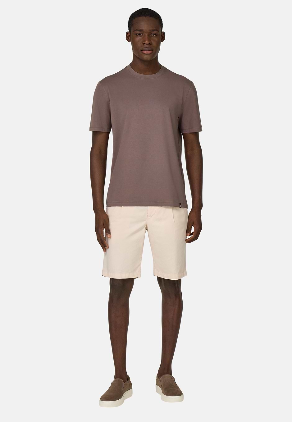 T-Shirt In Stretch Supima Cotton, Taupe, hi-res