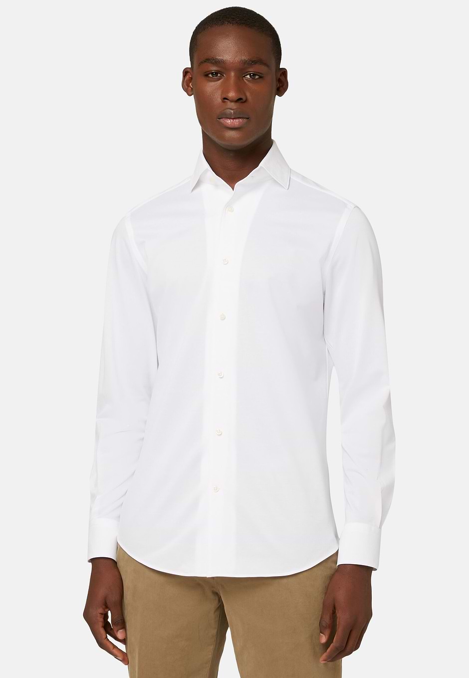 Polo camicia in jersey giapponese regular fit, BIANCO, hi-res
