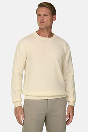 Crew Neck Jumper in Wool Blend, Offwhite, thumb, 1