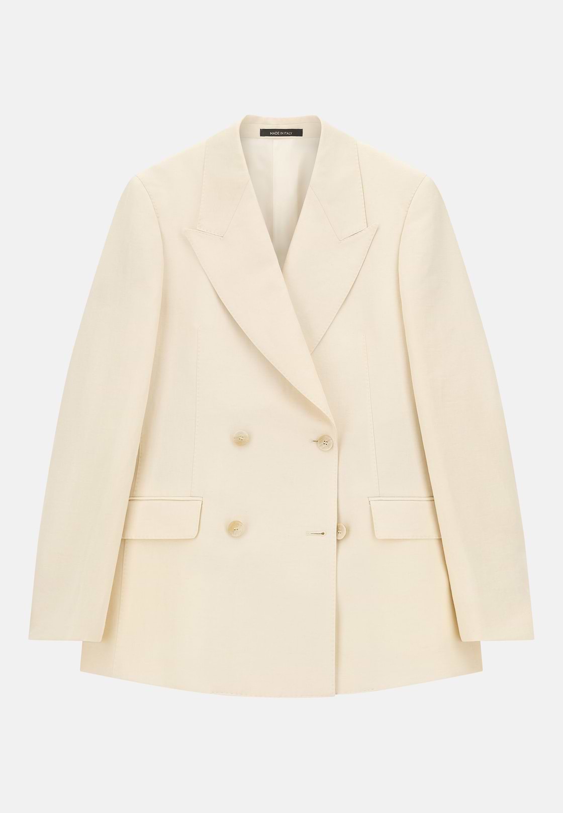 Linen Blend Double-Breasted Jacket, OFFWHITE, hi-res, 5