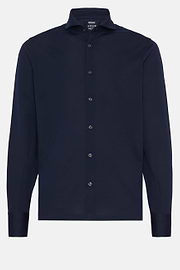 Slim Fit Polo Shirt in Filo Di Scozia Pique, Navy blue, hi-res
