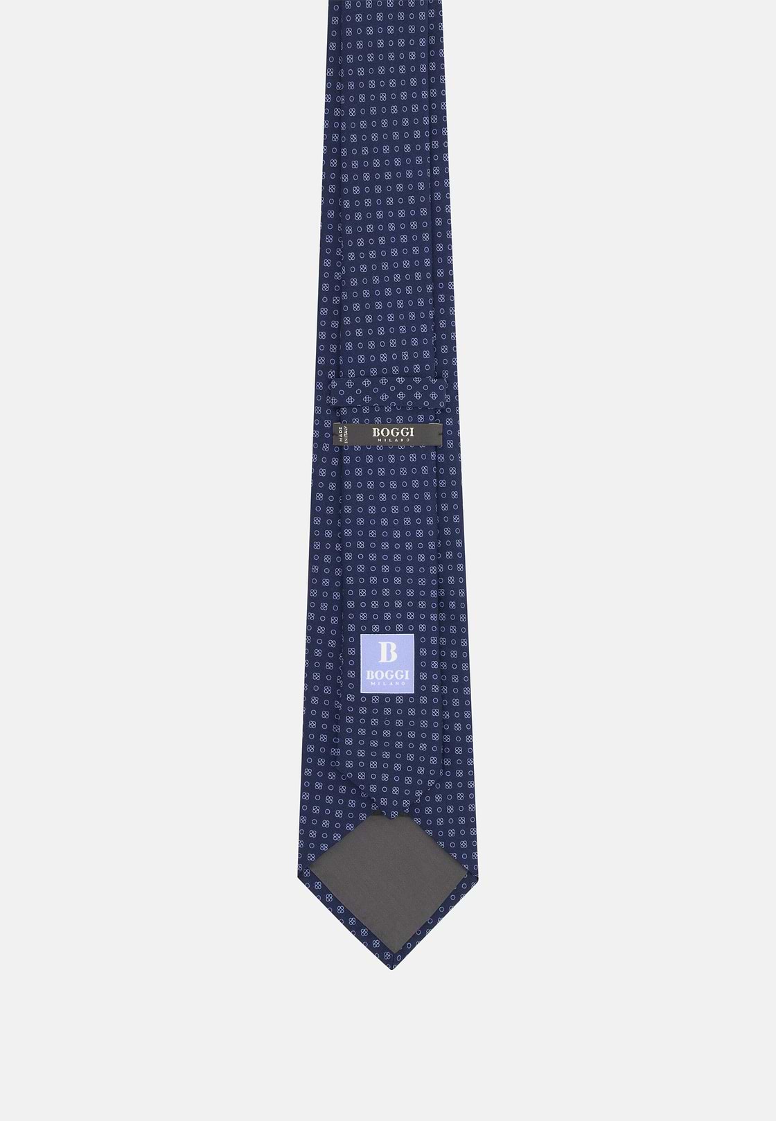 Geometric Motif Silk Tie, Navy blue, hi-res, 3