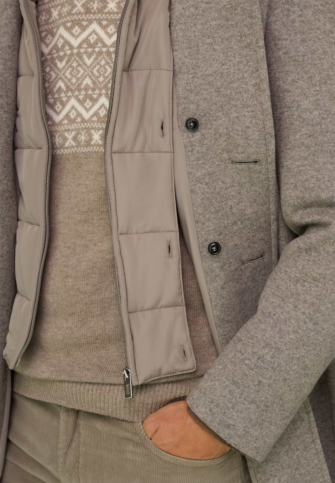 Coat in Wool Blend B Jersey, Taupe, hi-res, 5