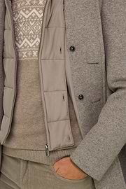 Coat in Wool Blend B Jersey, Taupe, thumb, 5