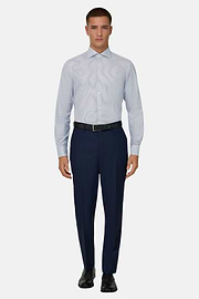 Camicia A Righe Di Cotone Slim Fit, Blu Scuro, thumb, 2