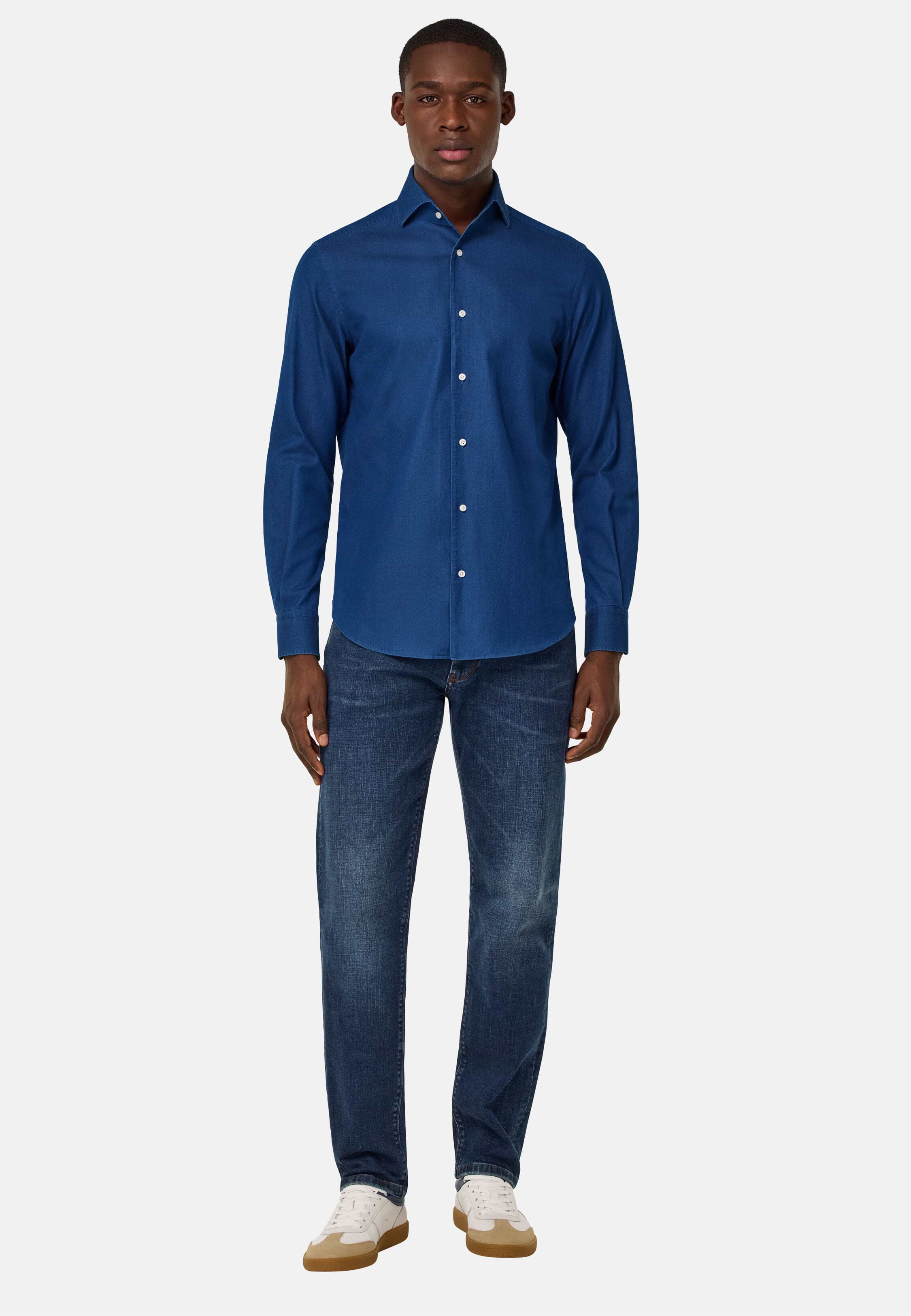Men's Regular Fit Cotton Denim Shirt | Boggi Milano