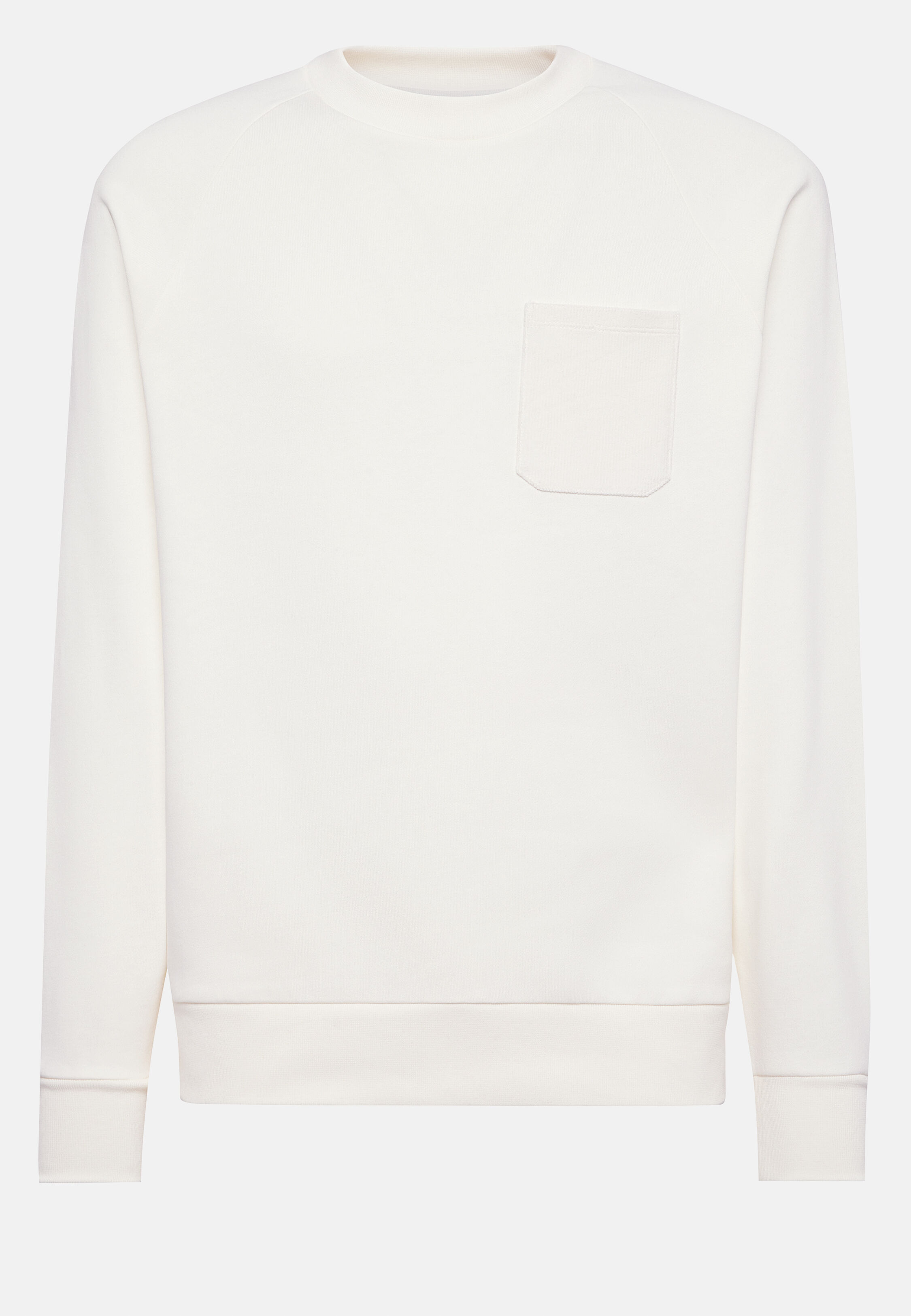 Crew Neck Cotton Sweatshirt, White, hi-res