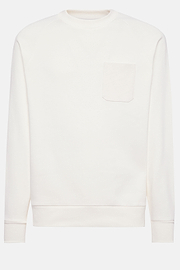 Sweatshirt de algodão com gola redonda, White, hi-res