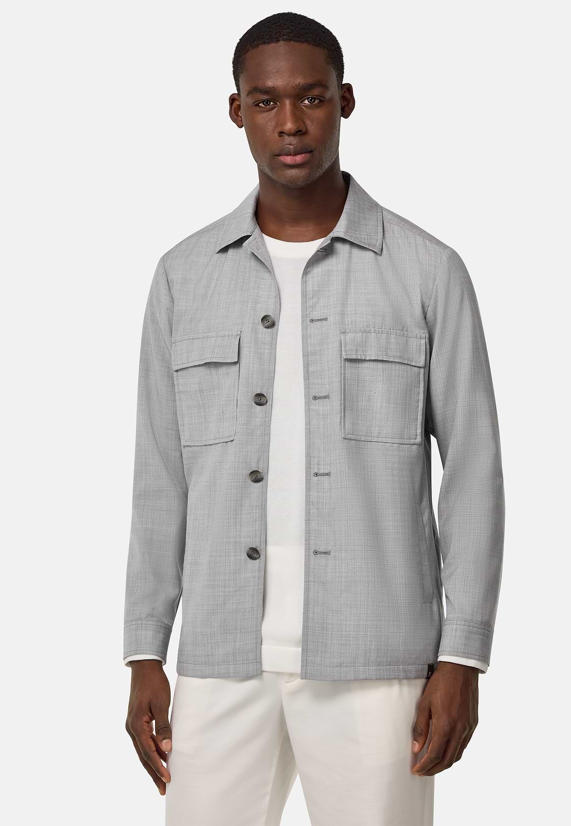 Giacca Camicia Link In Lana, Grigio, hi-res