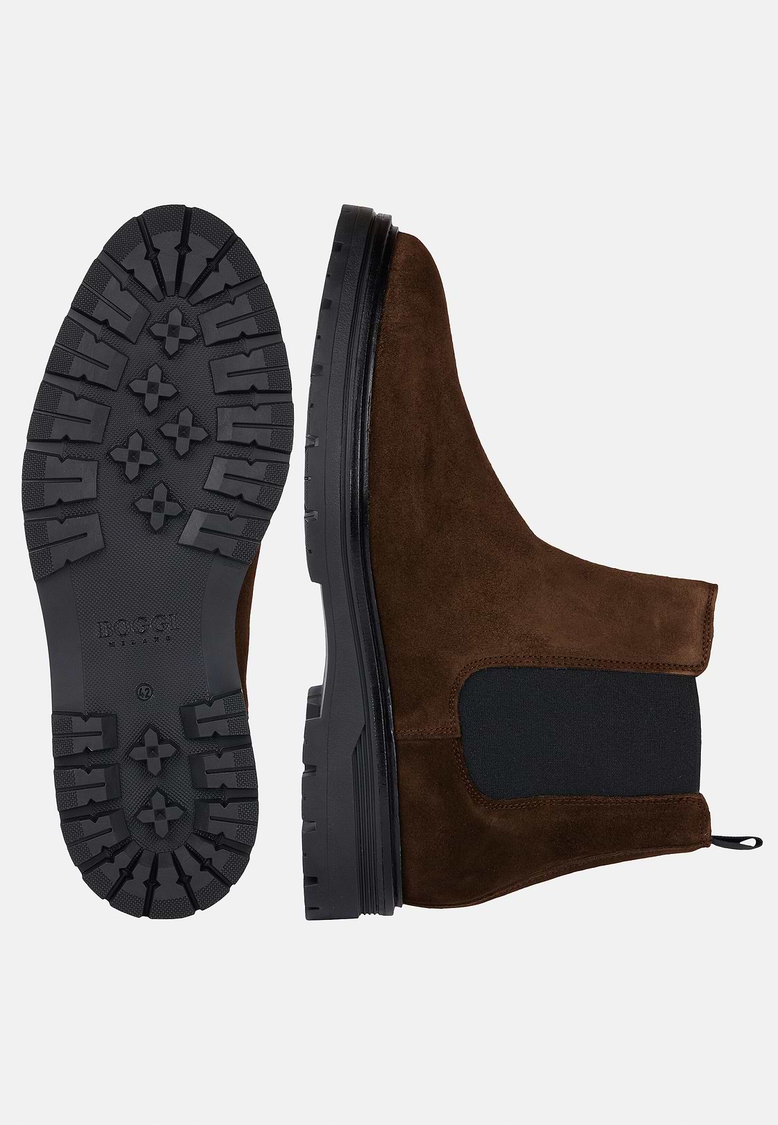 Suede Leather Ankle Boots, Brown, hi-res