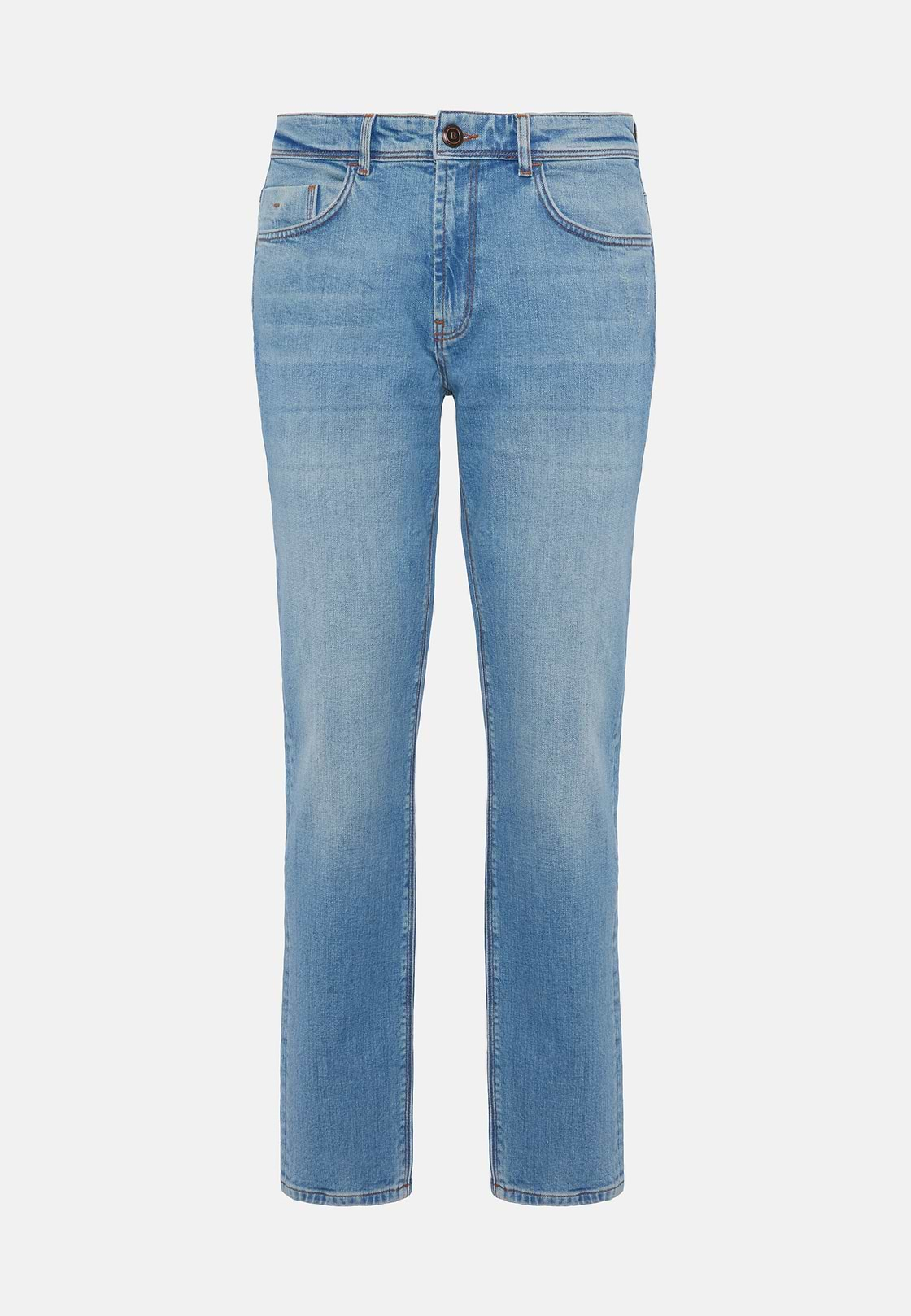 Jean En Denim Extensible Bleu À Délavage Clair, Bleu clair, hi-res