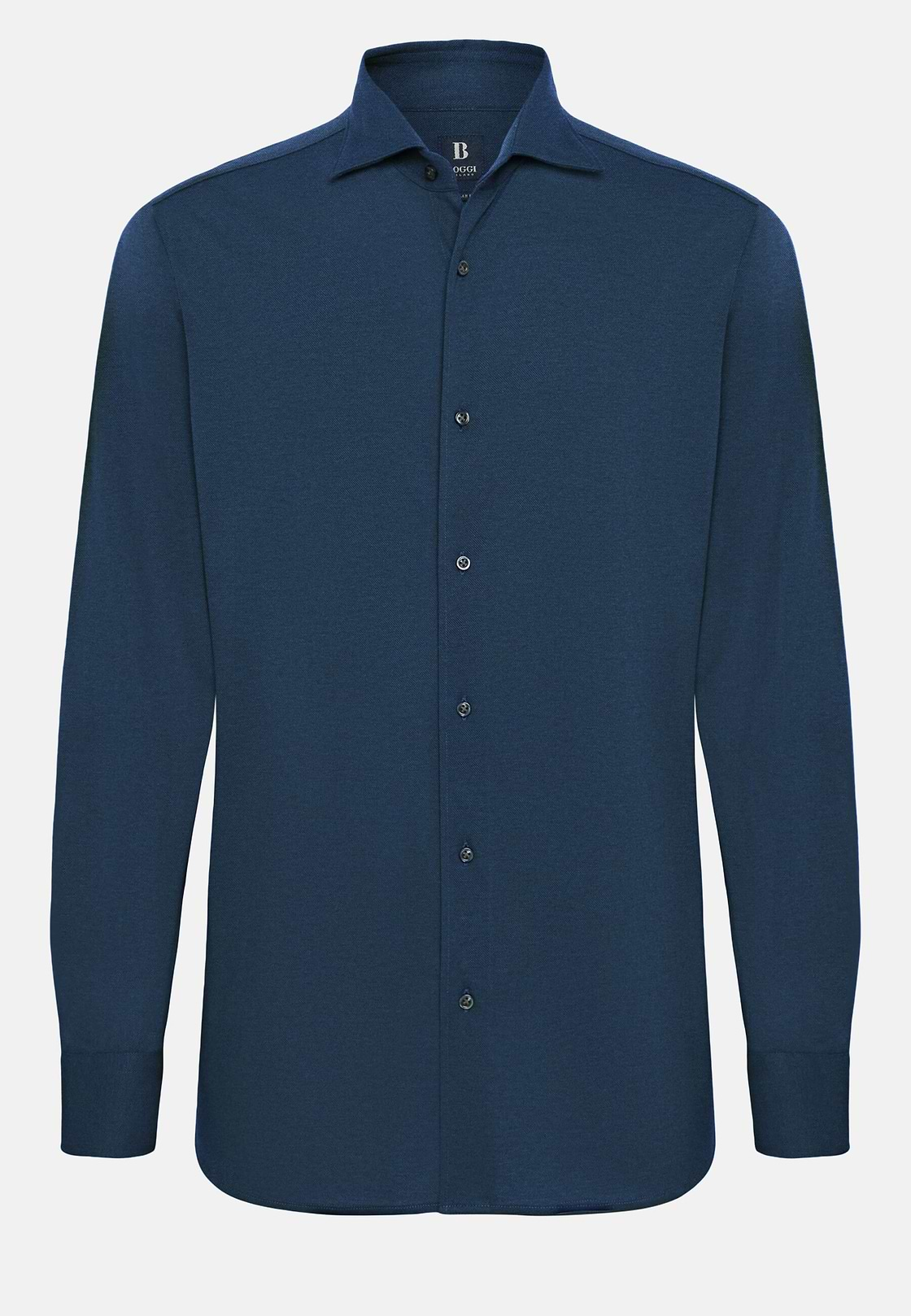 Camisa Estilo Polo De Piqué Corte Regular, Índigo, hi-res