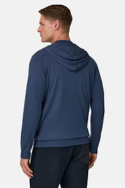 Dzianinowy sweter z kapturem z zamkiem błyskawicznym z bardzo cienkiej wełny, Air-blue, thumb, 3