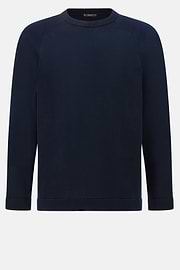 Cotton and Silk Crew Neck Jumper, Navy blue, hi-res