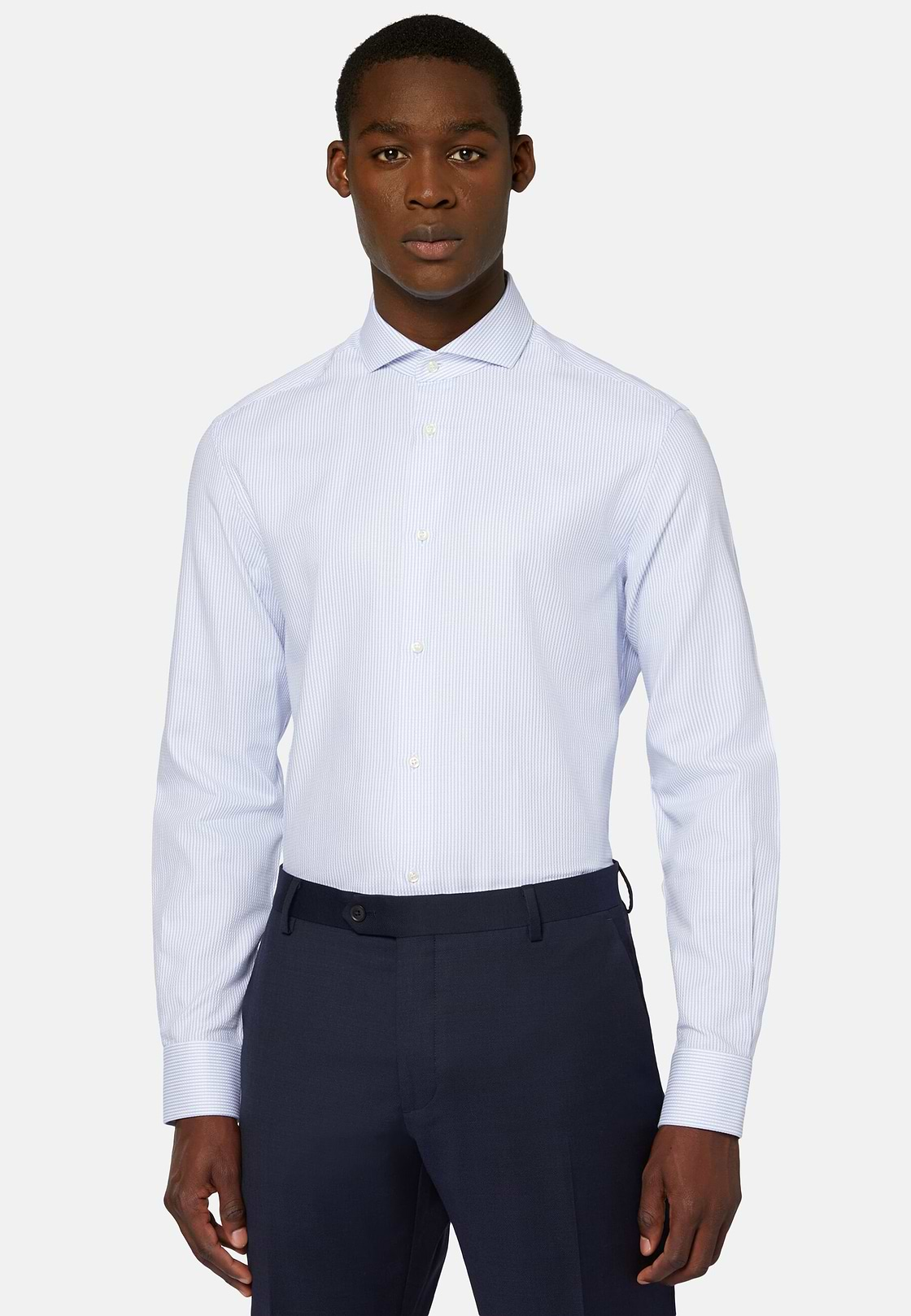 Dobby Napoli Collar Shirt Slim Fit, Light Blue, hi-res