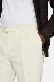 Cotton Velvet Trousers, Cream, hi-res