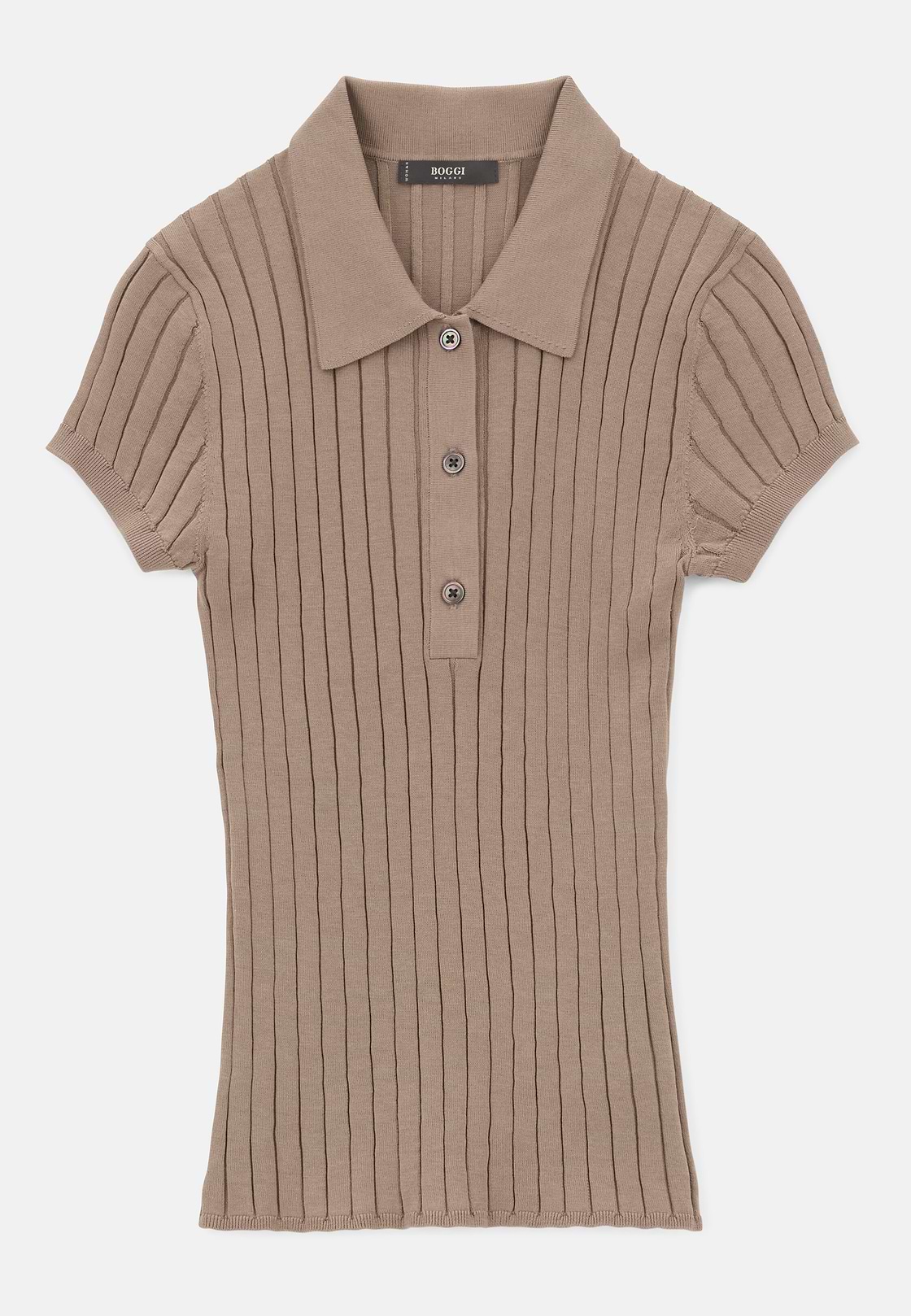 Polo Aus Baumwoll-Seiden-Strick, Taupe, hi-res, 5