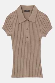 Polo Aus Baumwoll-Seiden-Strick, Taupe, thumb, 5