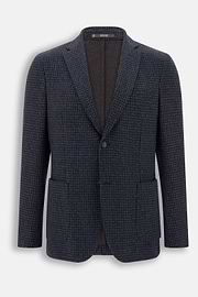 Blazer Houndstooth Cotton Blend B Jersey, Navy blue, thumb, 6