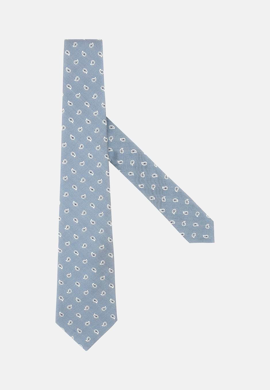 Cravate Motif Paisley En Soie Mélangée, Indigo, hi-res