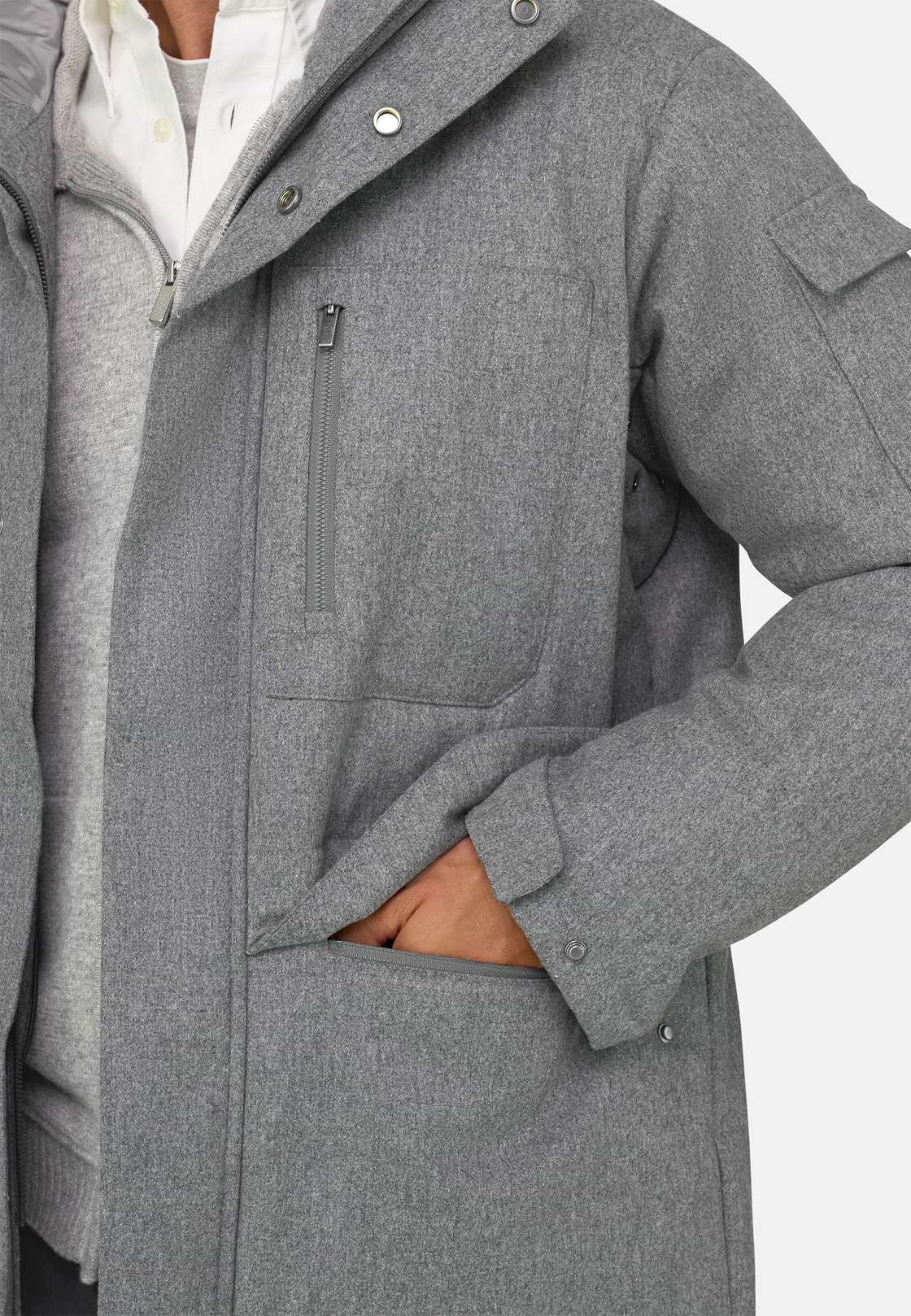 Parka Gemengd Wol Gemêleerd, Light grey, hi-res, 5
