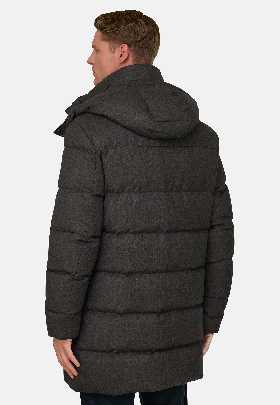 Parka in Goose Down Mélange Flannel, Taupe, hi-res, 4