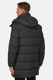 Parka in Goose Down Mélange Flannel, Taupe, thumb, 4