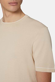 Sand Cotton Crepe Knit T-shirt, Sand, hi-res