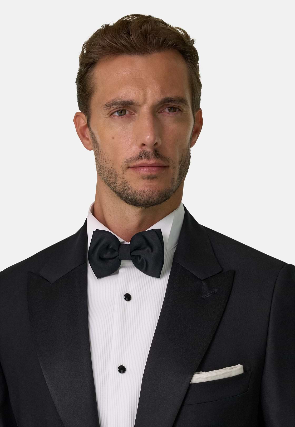 Black Wool Tuxedo Jacket with Peak Lapels, Black, hi-res, 3