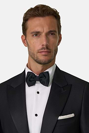 Black Wool Tuxedo Jacket with Peak Lapels, Black, thumb, 3