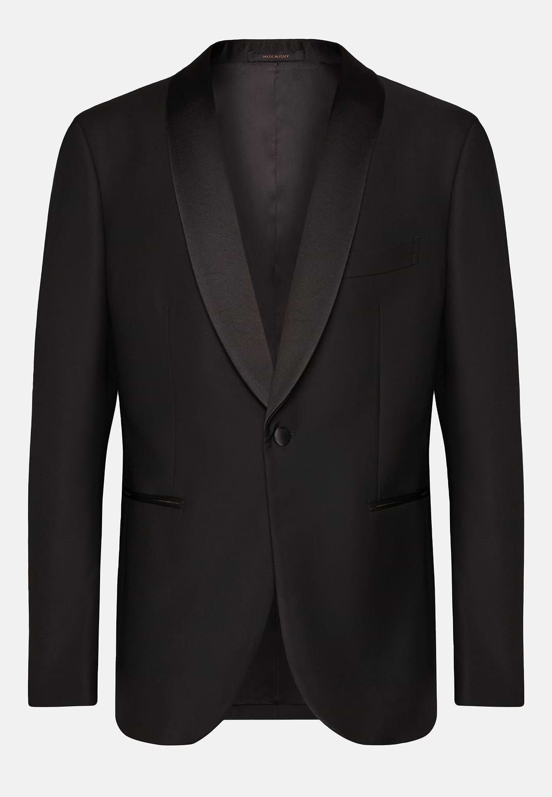 Veste De Smoking Noir En Laine Avec Revers Châle, Noir, hi-res