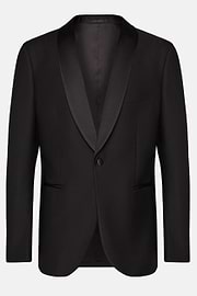 Veste De Smoking Noir En Laine Avec Revers Châle, Noir, hi-res