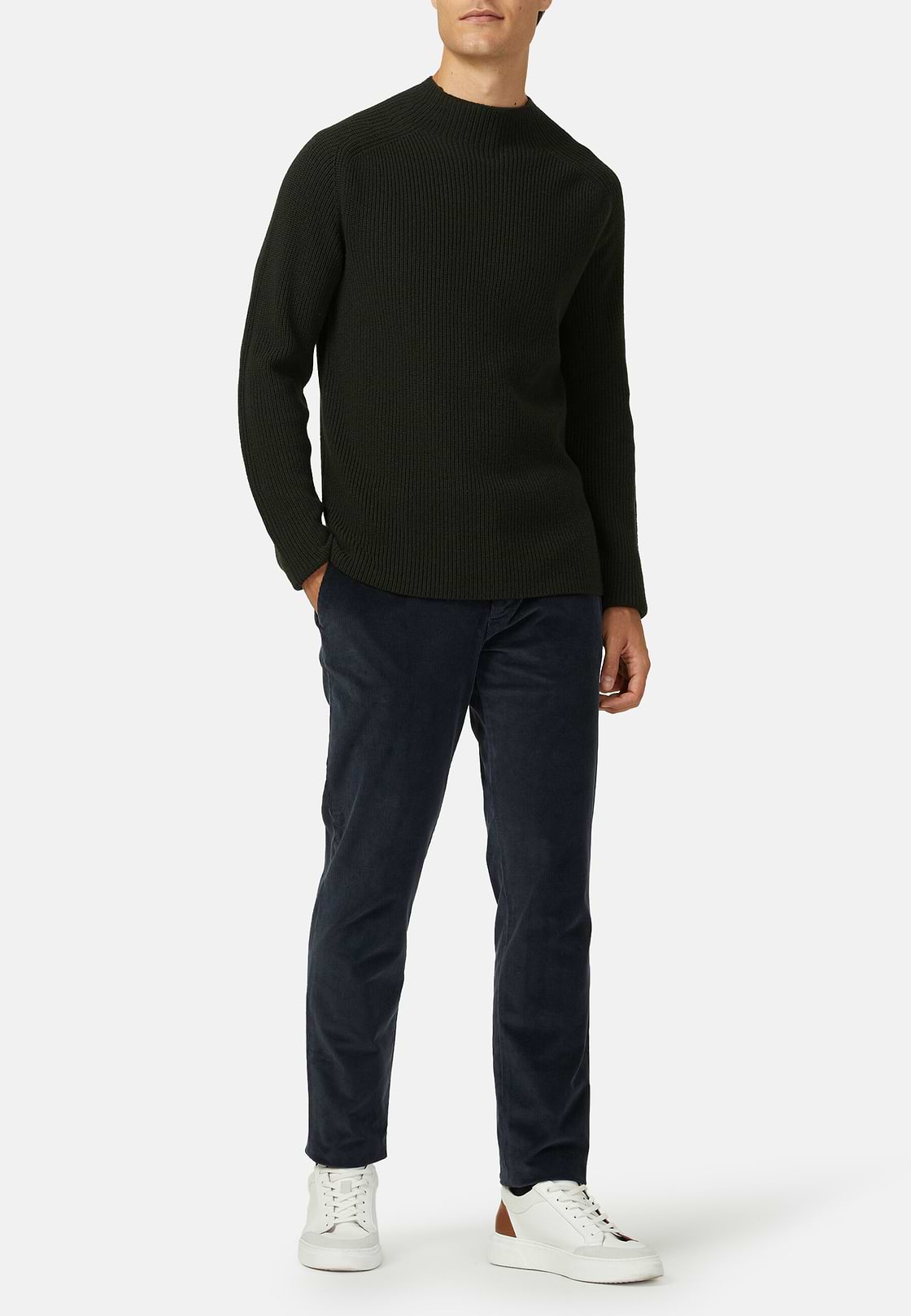 Stretch corduroy and modal trousers, , hi-res, 2