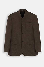 Blazer Guru Collar Padded Wool Cashmere, Brown, thumb, 6