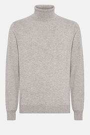 Taupe Polo Neck Jumper in Cashmere, Taupe, hi-res