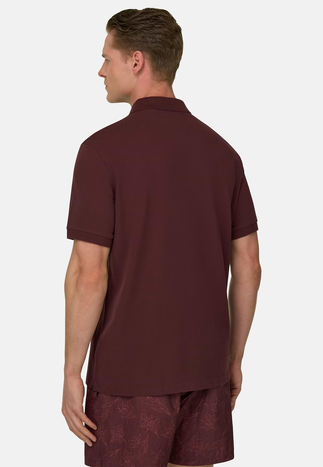 Polo In Pique Di Cotone Regular Fit, Burgundy, hi-res, 3