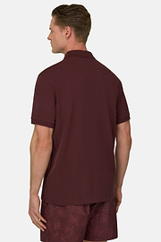 Polo In Pique Di Cotone Regular Fit, Burgundy, thumb, 3